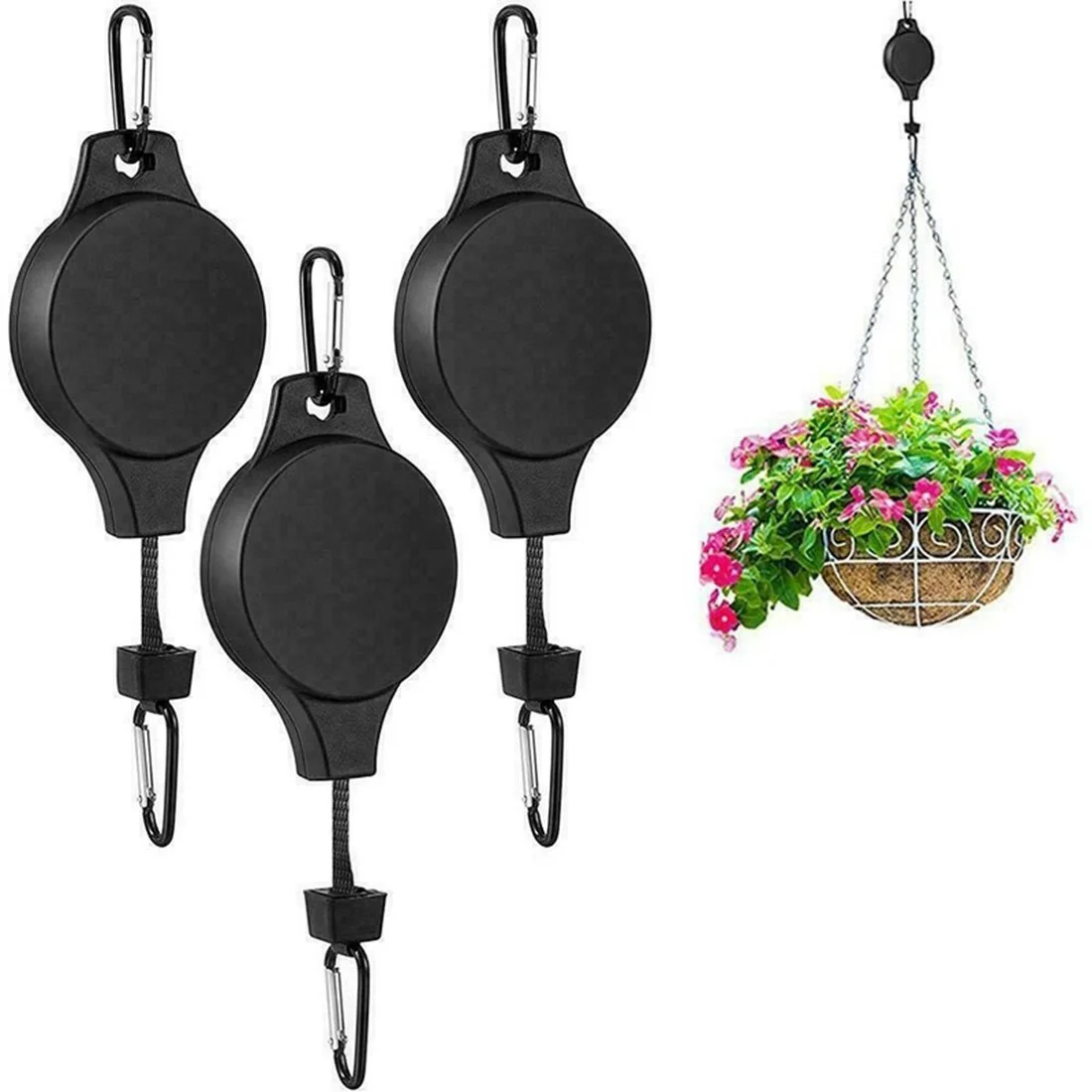 

2023 Easy Plant Pulley Set Retractable adjustable hanging planter hook potted pendant for Garden Baskets Pots Birds Feeder