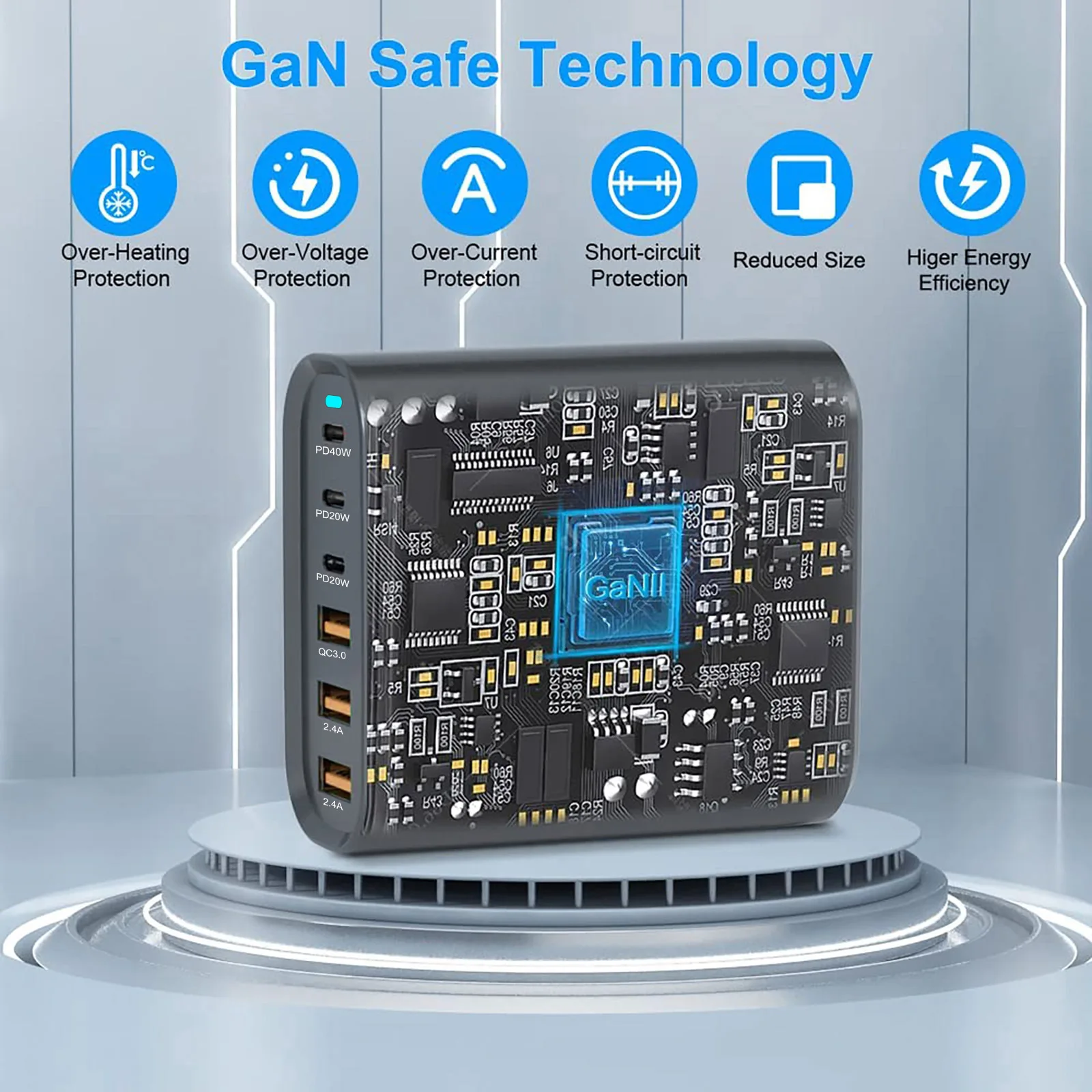 Chargers 155W GaN USB C Quick Charger 6 Ports Universal Desktop PD