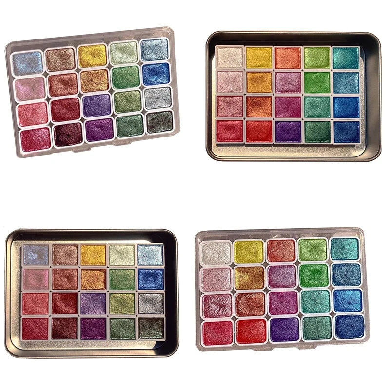 

20 Colors Watercolor Painting Set Replacement Spare Parts Metallic Watercolor Paint Set, Glitter Watercolour Solid Paint Box