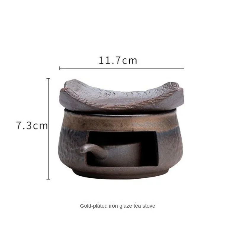 Vintage Tea Roasting Stove Set with Gilded Iron Glaze Heating Base Warm Tea Roasting Stove Tea Ceremony Accessories