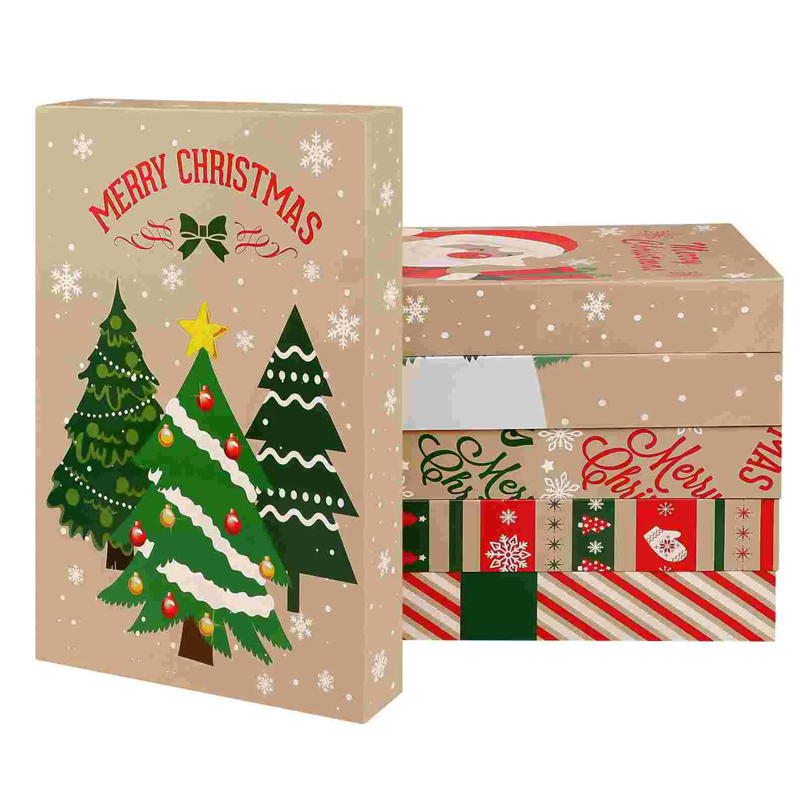 

PRETYZOOM 6pcs Christmas Patterned Gift Boxes Clothes Presents Holder Holiday Treat Party Favors