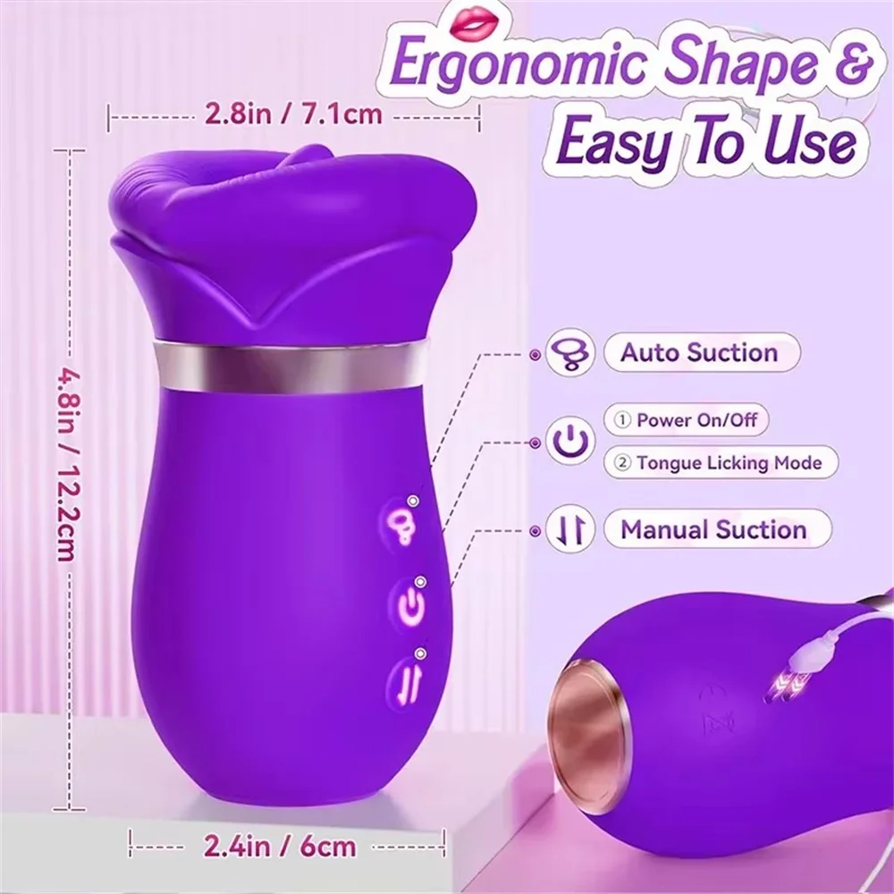 Sucking Clitoris Oral Sucking Vibrator for Women Nipple Stimulator Tongue Licking App Control 360&deg;Rotation Masturbator Sex Toys