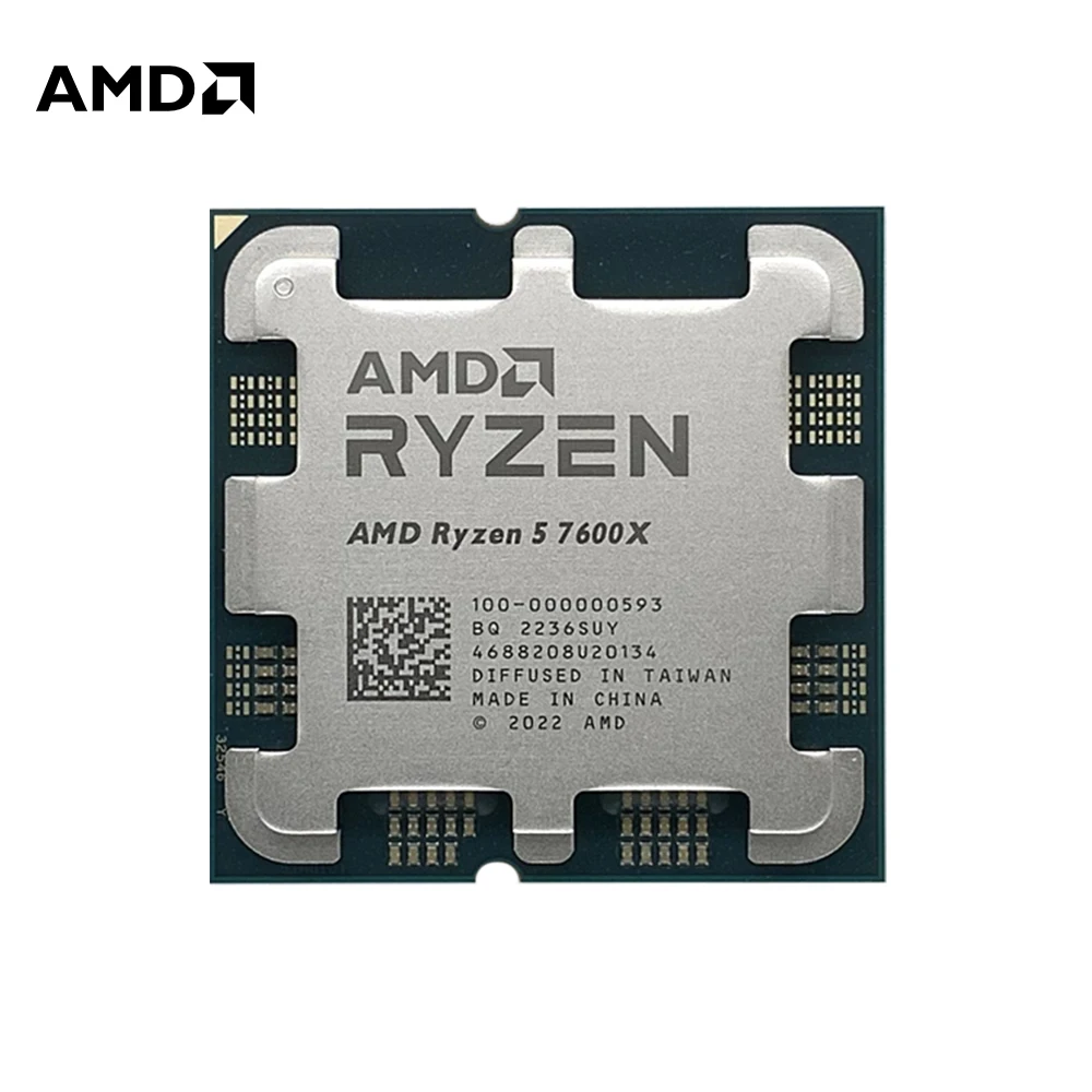 NEW AMD Ryzen 5 7600X R5 7600X 4.7 GHz 6-Core 12-Thread CPU Processor 5NM  L3=32M 100-000000593 Socket AM5 Origin Box Without Fan