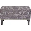 Endora Rectangular Fabric Storage Ottoman with Script-Style Pattern - Storm Grey 4