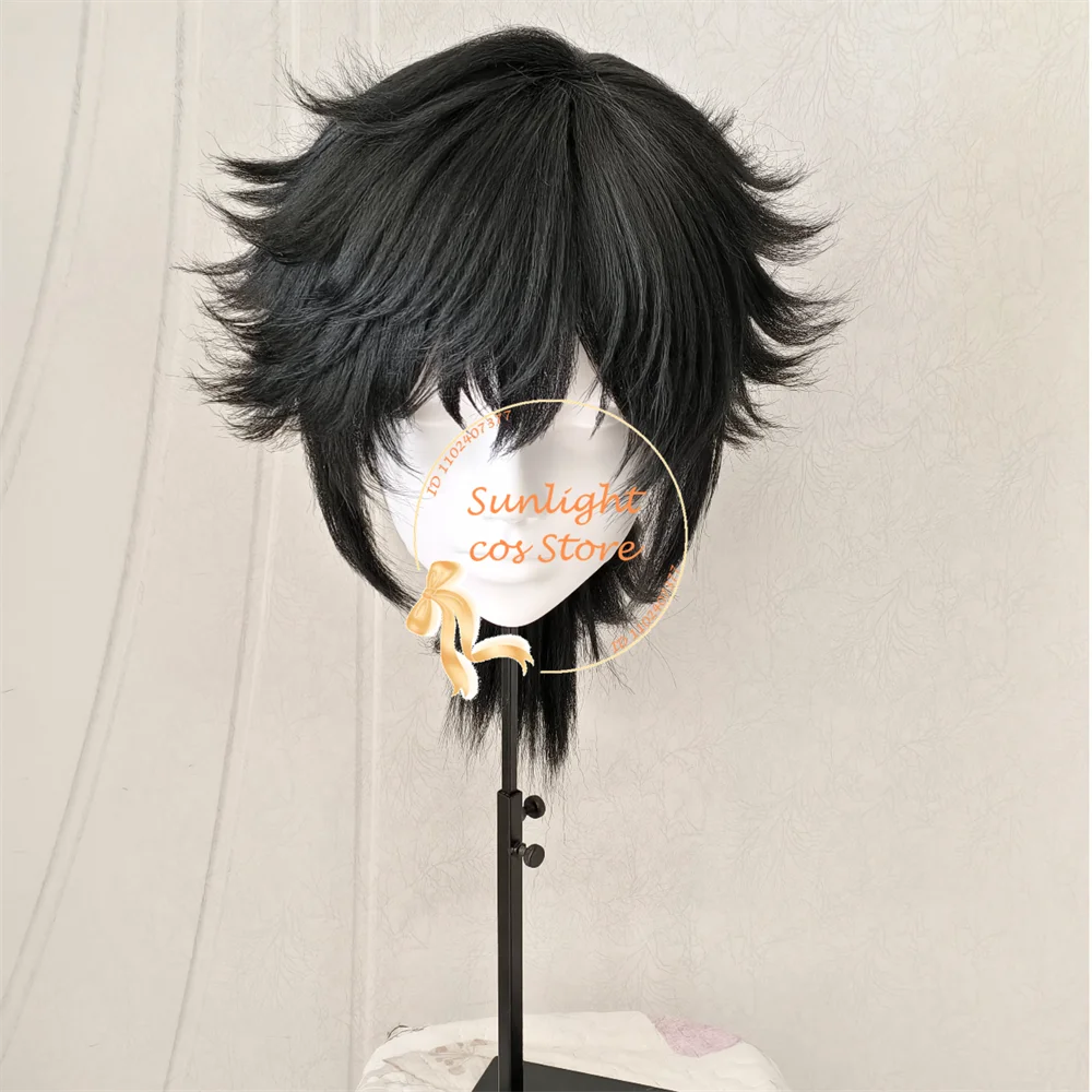 Tomioka Giyuu Inspired Black Cosplay Wig - 40cm Heat Resistant Synthetic Hair