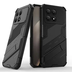 Car Magnetic Armor Shockproof Stand Phone Case with Back Cover Protection for Poco F8 Ultra 5G (PK - Black)