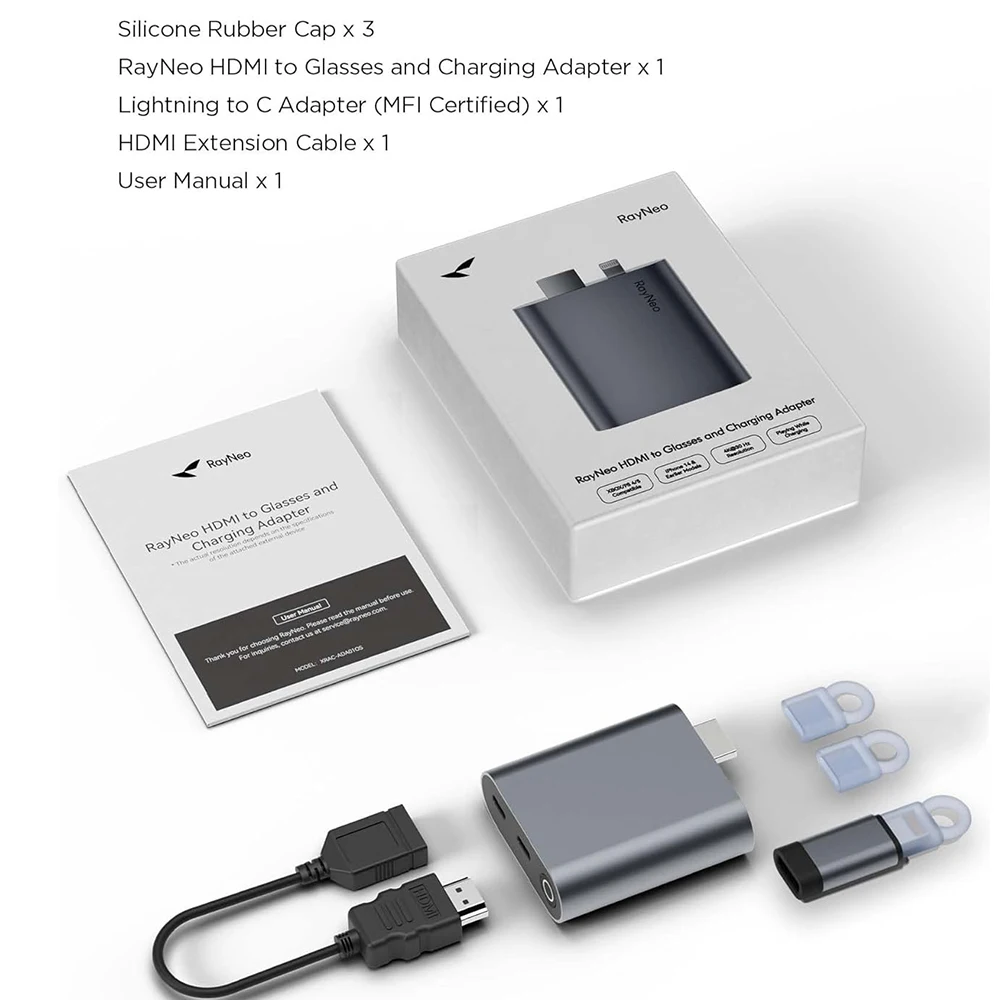 RayNeo HDMIアダプター、Lightningポート搭載デバイス用、内蔵