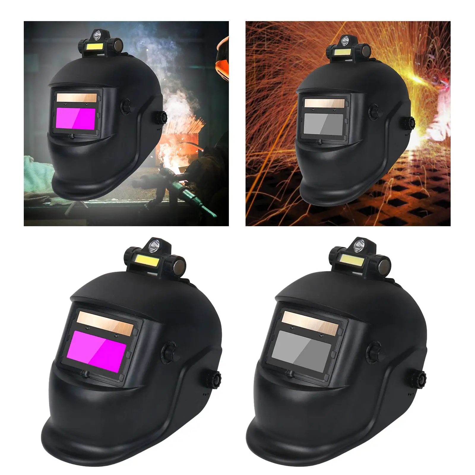 Welding Helmet Lightweight Head Mounted ARC Sensor Wide Shade Durable Solar Power 0.01 Millisecond Dimmin with Lamp Welding Mask