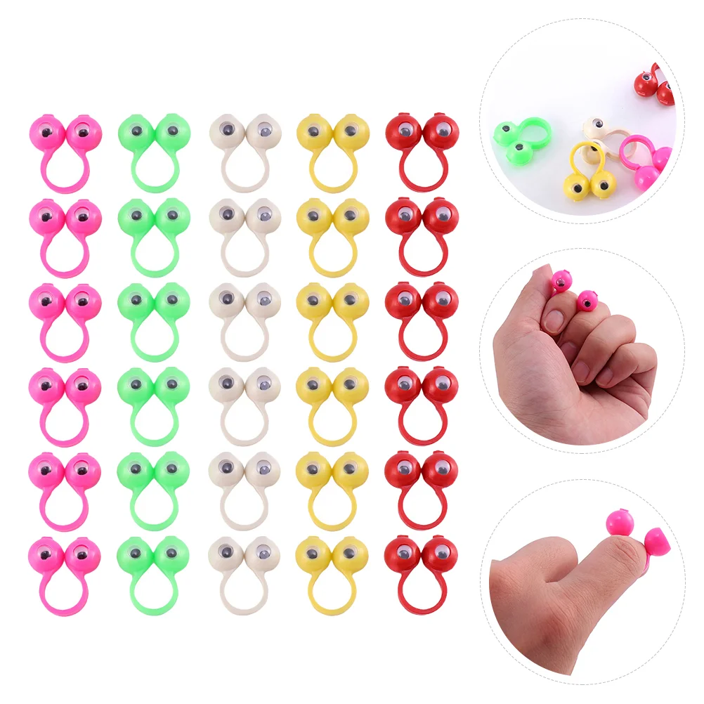Eye Finger Puppets Plastic Rings With Wiggle Eyes Practical Jokes Games Kids Toys Party Favors Random Style 30pcs anti stress kids toys plastic eye finger puppets rings with wiggle eyes party favors move eyes toys funny children games