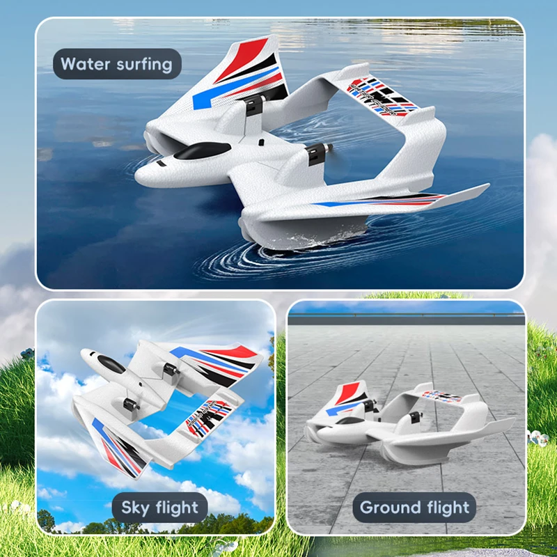 Amphibious Waterproof Gyro Stabilized RC Plane Boat EPP Foam Water Land Flying Airplane Fixed Wing Aircraft Toys Gift for Boys 6