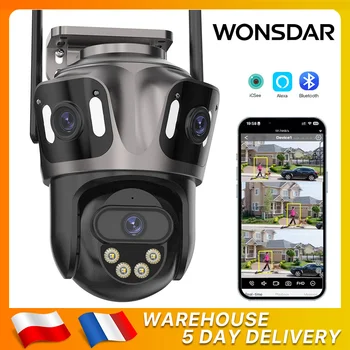 WONSDAR Three Screen WIFI IP Camera Outdoor Dual Lens Camera Ai Human Detection Waterproof CCTV Video Security Camera iCsee 1