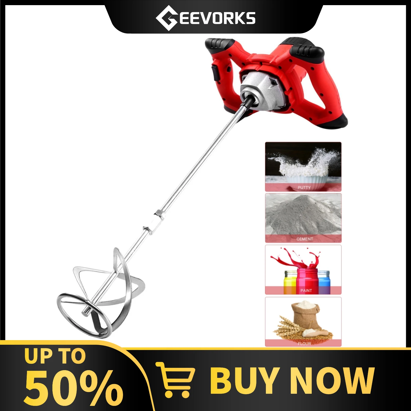 Geevorks2100WElectricCementMixerStirrerHeavyDuty6Speed