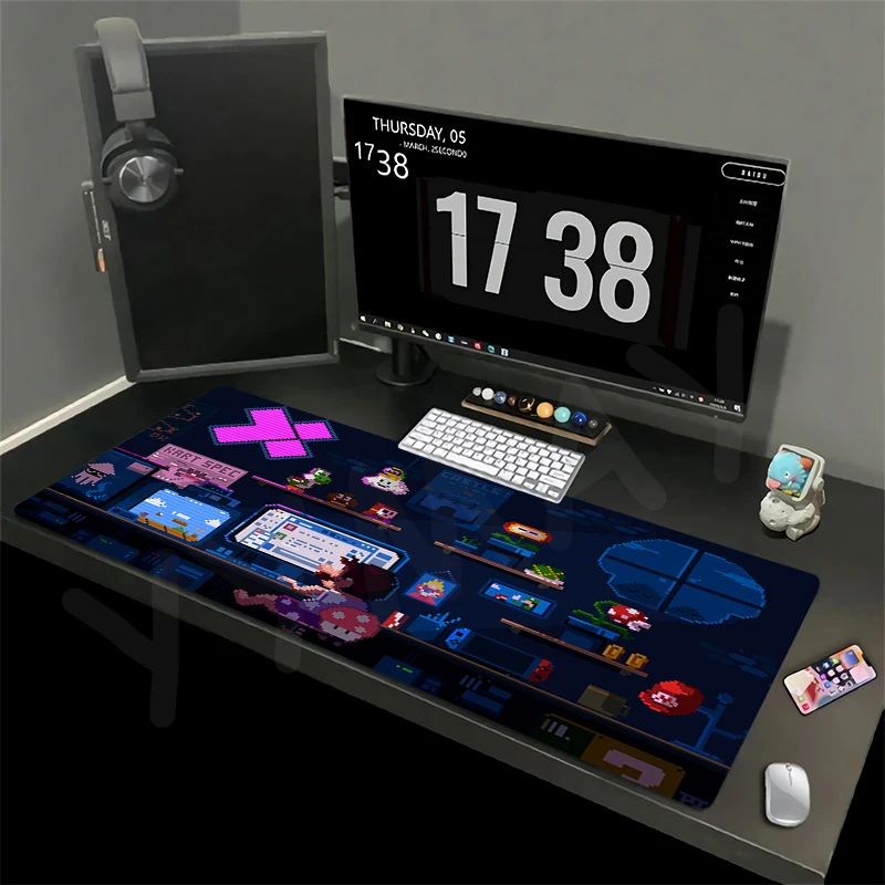 

Neon Desk Mat Gamer Mousepads Pixel Mouse Pad Waterproof Office Desk Pads Non-slip Large Mousepad Mouse Mats For Computer