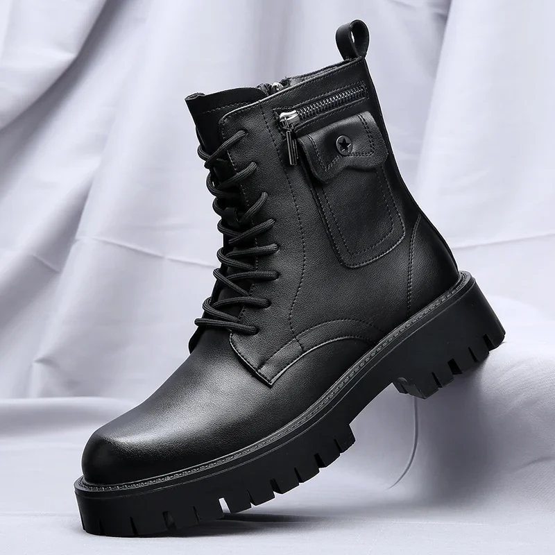 Men's English Style Thick Sole Design Chelsea Boots Luxury High End Top Layer Leather Famous Brand Casual Boots