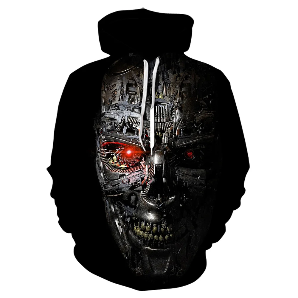 

Primavera e no outono harajuku homem 3d impressão crânio hoodie rua hip hop moletom com capuz moletom com capuz horror pulôver r