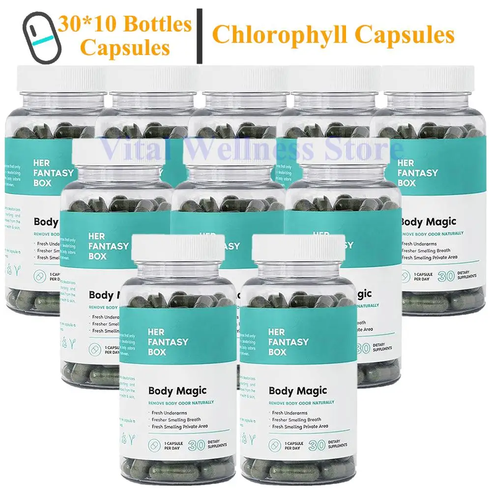 10Bottles Chlorophyll Capsules Highly Bioavailable Chlorophyll Supplement Energy Immunity Skin Internal Deodorant