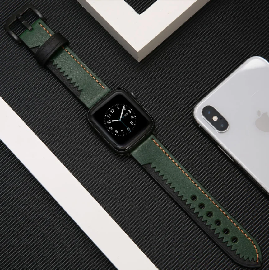 

Leather strap For Apple Watch Band Series7 6 5 4 3 SE iWatch 41mm 45mm 40mm 44mm 42mm 38mm Wrist Belt