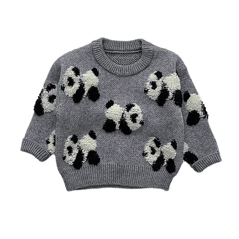 Baby Casual Sweater for Girls Boys Clothes Autumn Winter New Infant Fashion Knitted Cartoon Panda Long Sleeve Pullover Tops