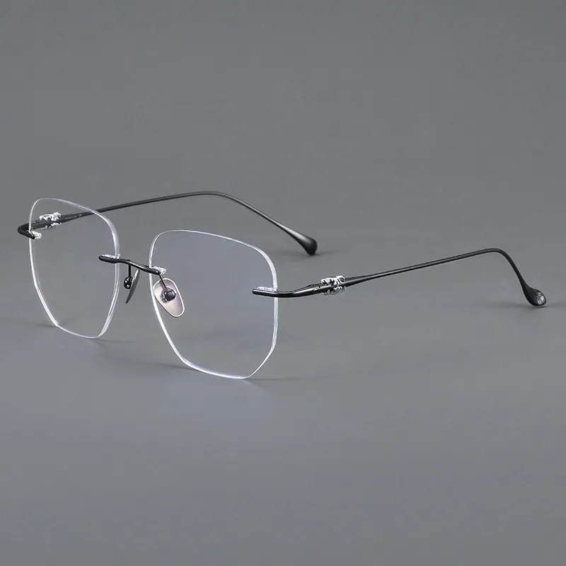 

Rimless Glasses Ultra Light Pure Titanium Eyeglass Fashion Polygon Spectacle Optical Prescription Eyeglasses Frames Man Woman