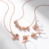 ALLNOEL Natural Tourmaline Dangle Earrings For Women Colorful Exquisite Four Leaf Clover Flower Rose Gold Jewelry Free Shipping 4