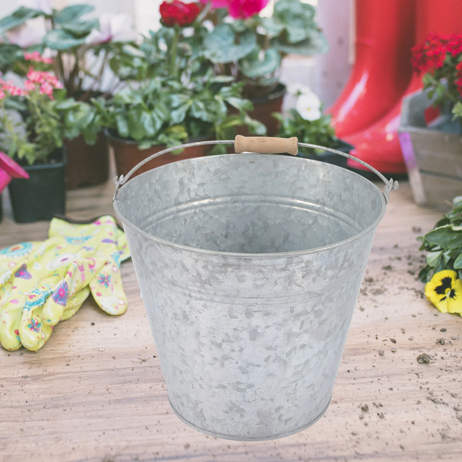 

Metal Buckets Handle Iron Pail Galvanized Bucket Compost Bin Food Waste Container Decorative Farmhouse Flower Bucket Ash