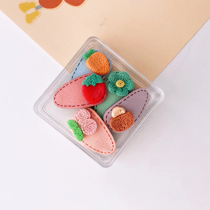 5pcs/box Mini Korean Hairpins for Baby Girl Small Cute Floral Fruit Heart Hair Clip Bang Side Clip Baby Girl Hair Accessories images - 6