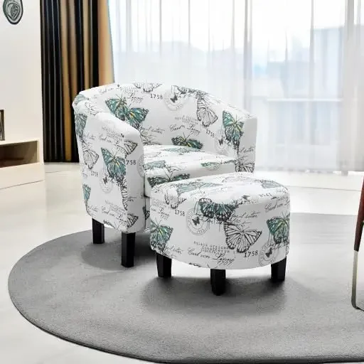Modern Accent Chair with Ottoman 5