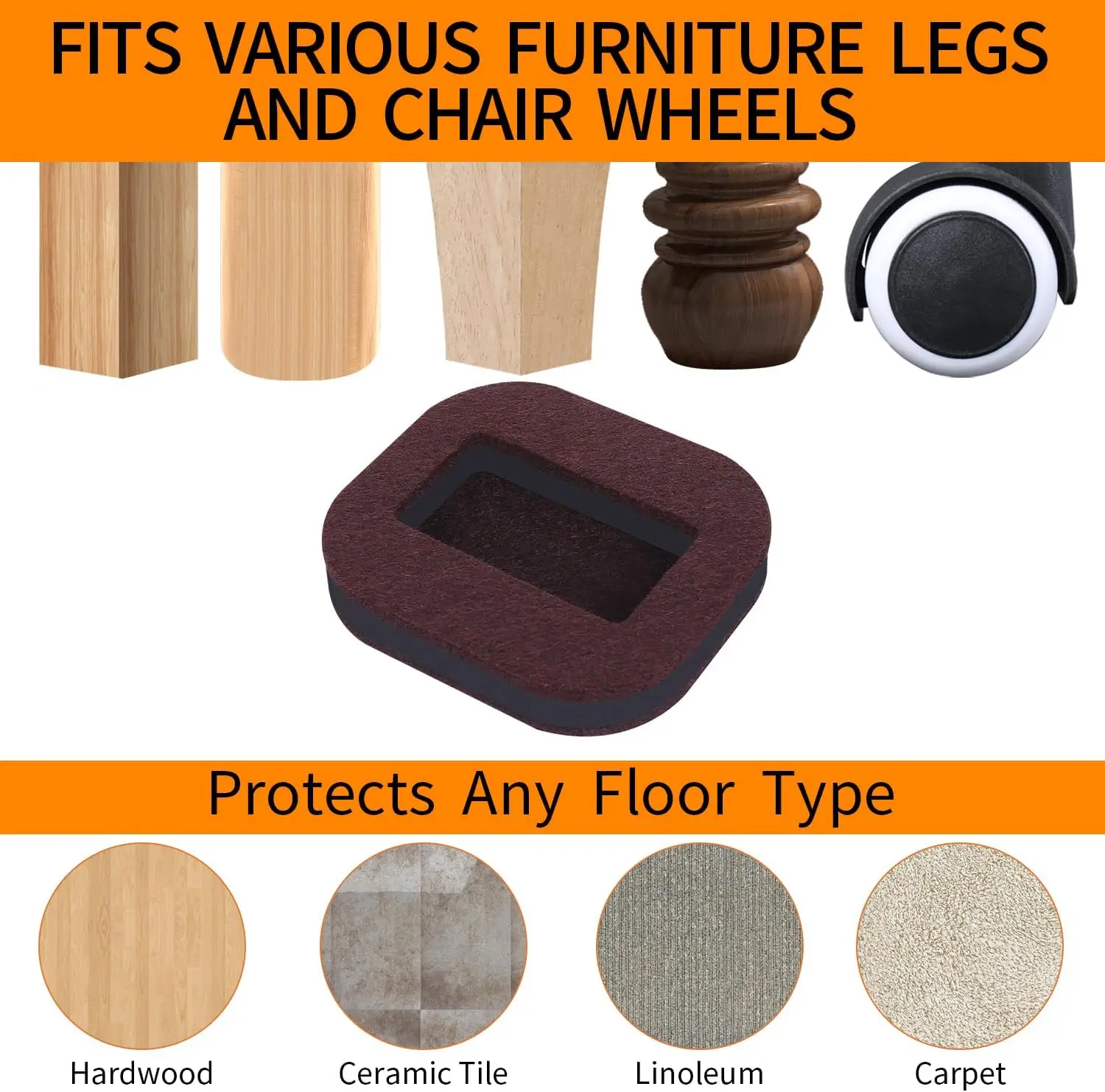 Felt Pads Furniture Caster Cups Floor Protectors Office Chair Bed