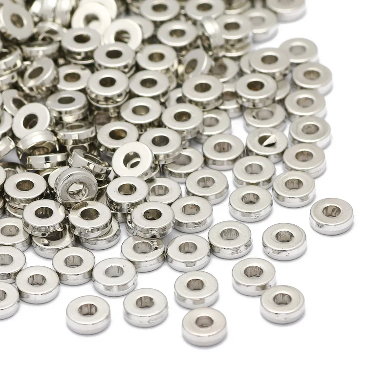 200 teile/los 6mm CCB Charm Spacer Perlen Rad Perle Flache Runde Lose Perlen Für DIY Schmuck Finden Liefert Zubehör – Detail 4