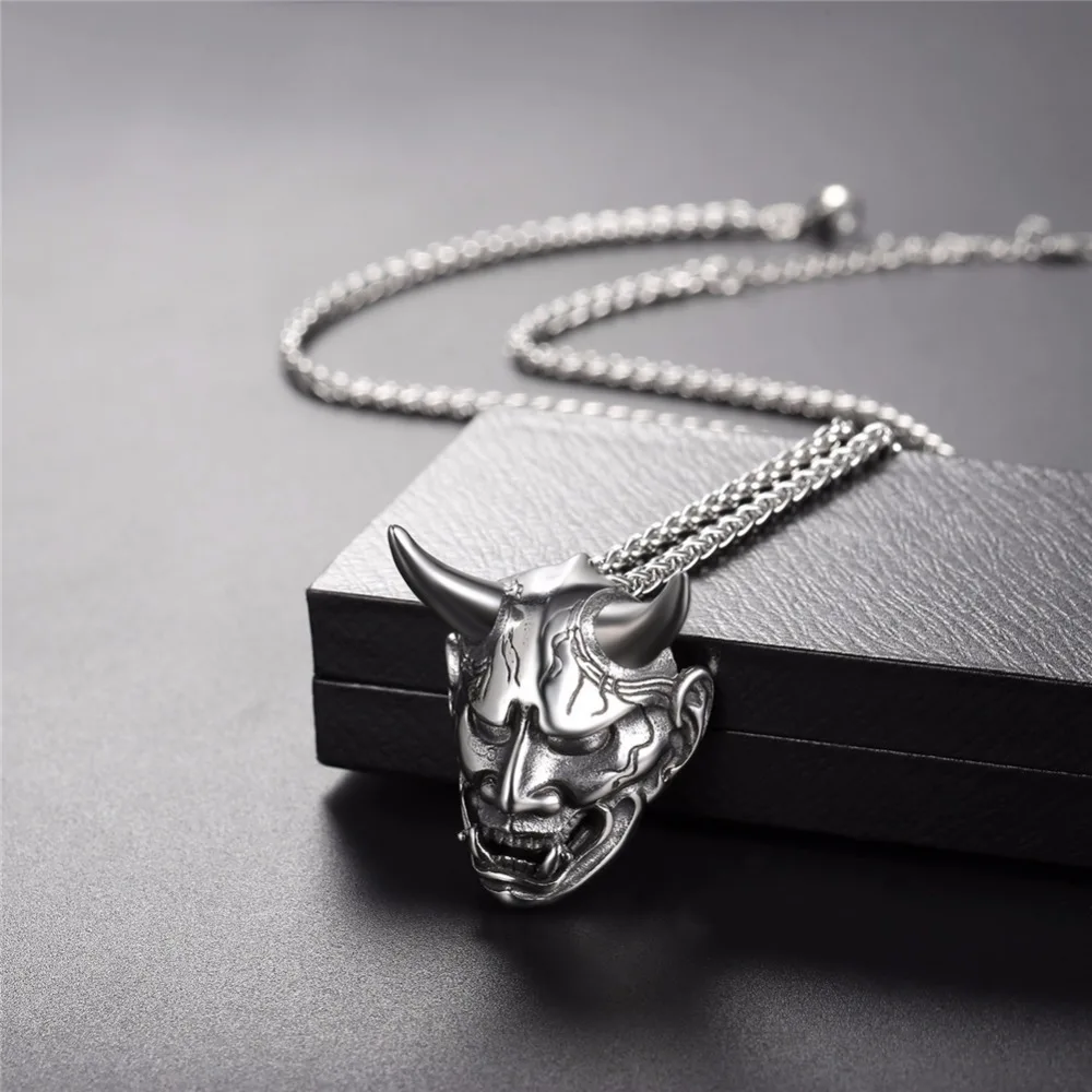 MayiaHey Gothic Demon Skull Pendant Necklace for Men, Punk Demon Horn  Necklace Stainless Steel Evil Skull Head Necklace for Boys | Amazon.com