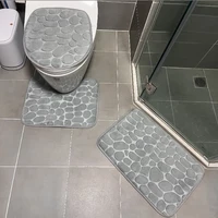 Quick Drying Slip Water Absorbtion Anti Bathroom Mat Thickened Bathroom Toilet Three Piece Set Carpet Machine Washable Fabric