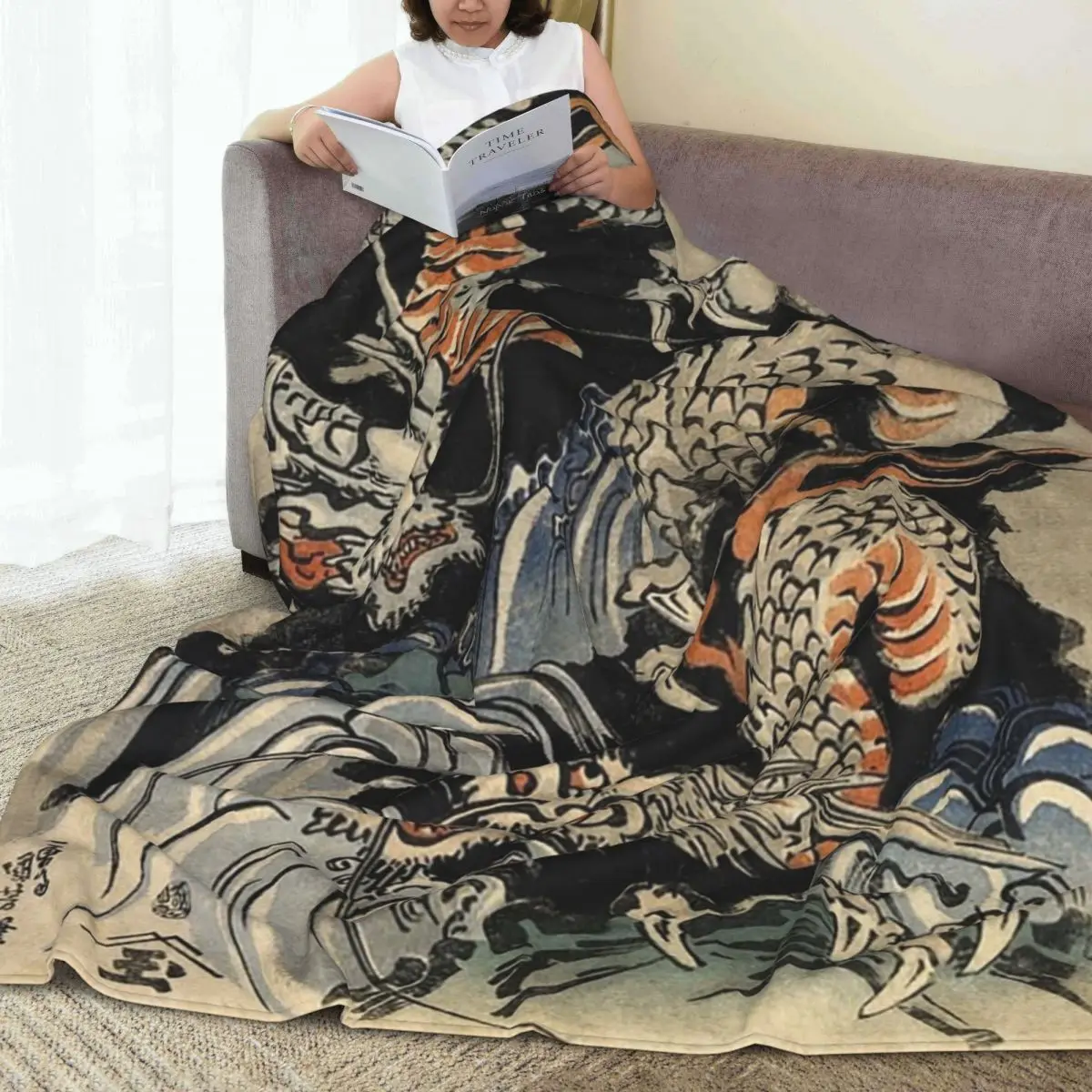 Utagawa Kuniyoshi - Dragons Blankets Flannel Breathable Sofa Throw Blankets For Home Bedroom Outdoor Throws Bedspread Quilt 5