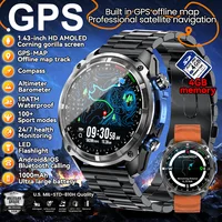 Montre connectée GPS pour hommes, carte hors ligne, GPS intégré, mémoire de 4 go, écran HD Corning Gorilla, étanche 10ATM, appel Bluetooth, nouveau 1