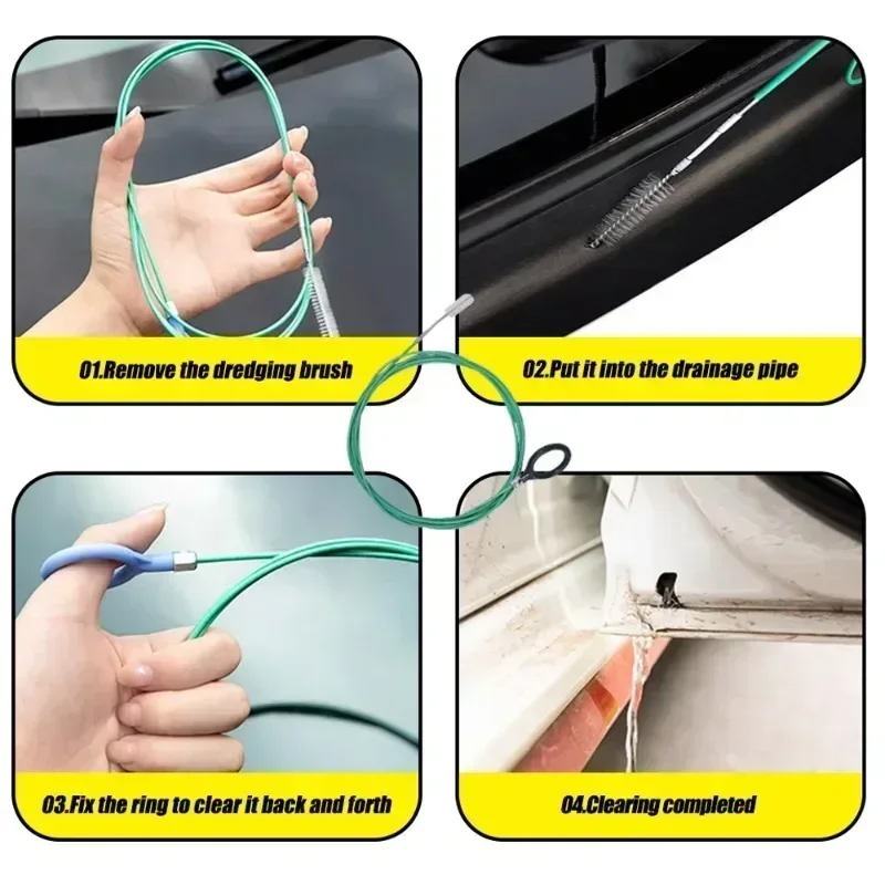 3M Upgraded Car Sunroof Drain Cleaning Tools Brush Pipe Cleaner Thin Unblocker Sunroof Windshield Wiper Drainage Holes amagi 5