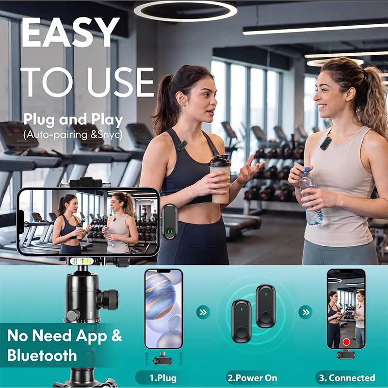 Wireless Dual-Mic Lapel System for Vlog Recording & Live Streaming