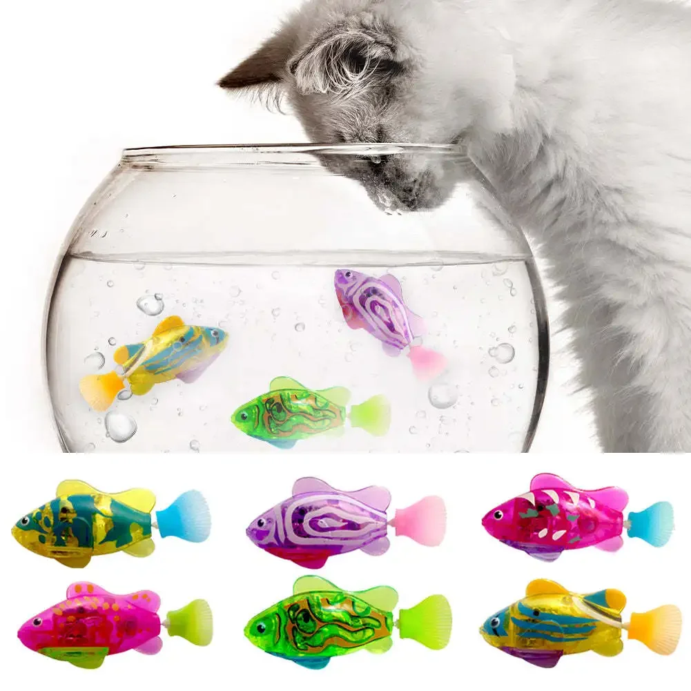 Electronic Fish Baby Summer Bath Toys Pet Cat Toy Swimming Robot Fish with LED Light Kids Water Swim Pool Bathtub Toy Funny Gift 2