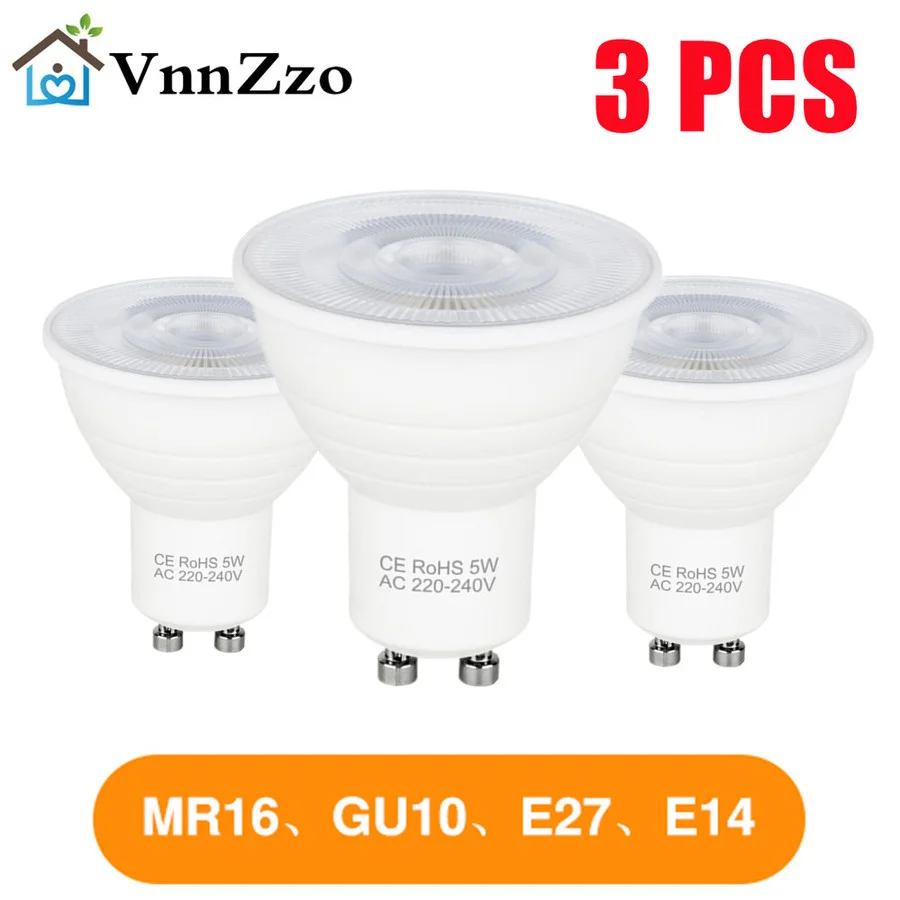 3Pcs/ lot  GU10 LED Bulb 220V Lamp MR16 Spotlight 5W 7W GU5.3 Spot Light MR16 LED Bulb Lampada LED GU 10 Home Lighting
