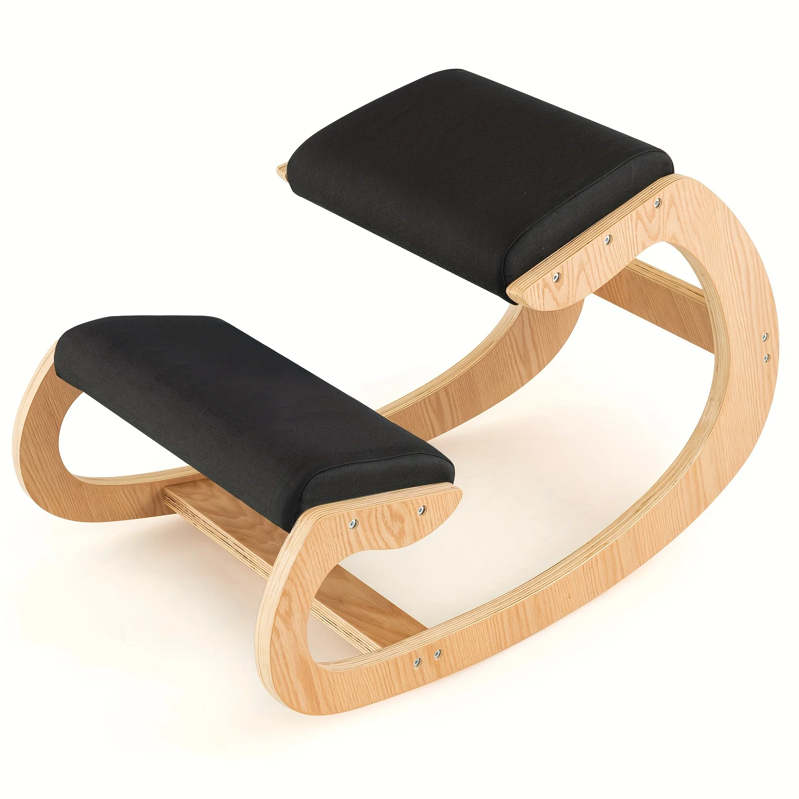 

Premium Wooden Kneeling Rocking Chair - Ergonomic Posture Corrector with Luxurious Cushions for Back & Neck Relief - Sturdy Desi