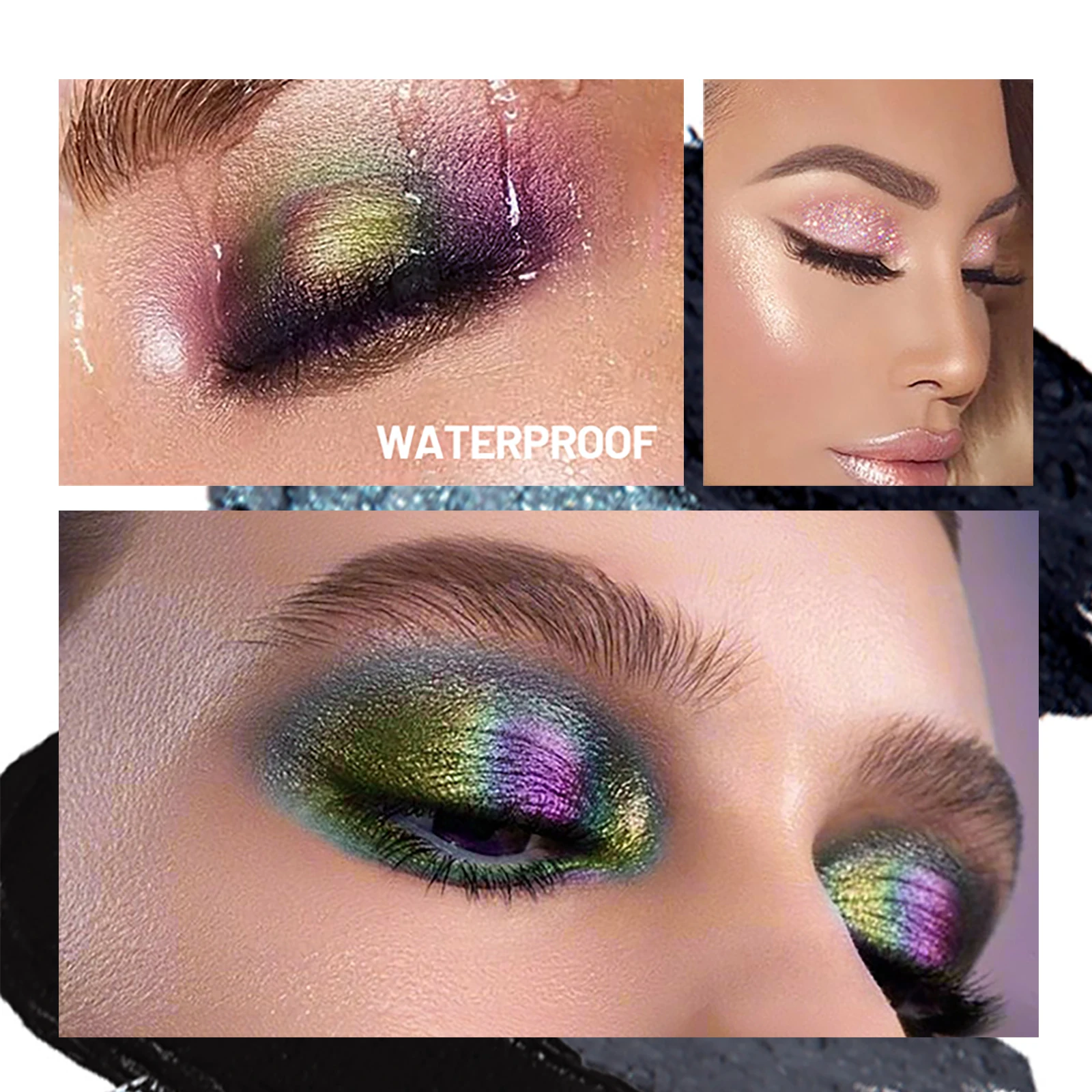 5 Colors Punk Smokey Matte Glitter Eyeshadow Palette Cool Toned Gray Black Eye Pigment Palett Shimmer Eye Shadow Makeup Palette 5