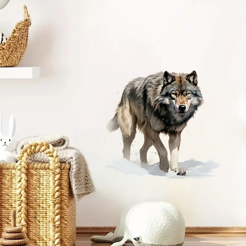 Snowy Wolf Wall Stickers Toilet Stickers Bright Room for Home Decoration Vinyl Animal Decals Art Wallpaper Poster