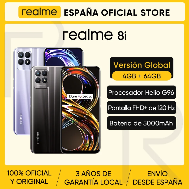 Realme 8i versión Global, móvil con Helio G96, 64GB/128GB, pantalla...