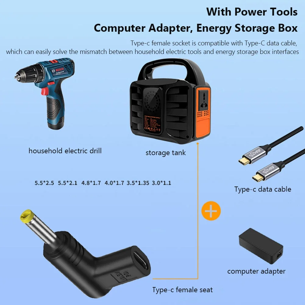 Universal 19V PD Type C Female to DC Male Adapter