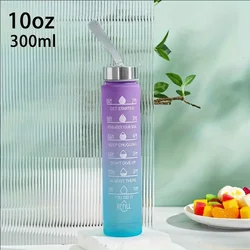 Stay Hydrated Leakproof Sports Water Bottle - 2L/900ml, Motivational Time Markers, Durable Plastic for Fitness and Outdoor Activities (Purple 300ml)