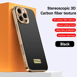 Luxury Plating Leather Carbon Fiber Texture Phone Case with Alloy Lens and Shockproof Design - iPhone 17 Air (Black)