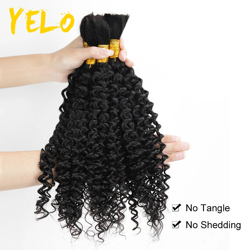 1B Human Hair Bulk For Braiding Kinky Curly 100% Unprocessed No Weft Human Hair Bulk Extensions Brazilian Remy 12-30 Length