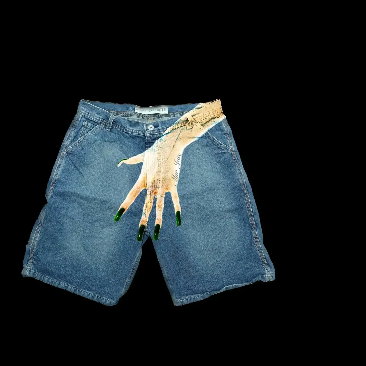 Retro Blue Baggy Denim Gym Shorts Harajuku Hip Hop Y2K Shorts Pants Mens Graphic Print New Gothic Sweatpants Basketball denim shorts summer jeans shorts