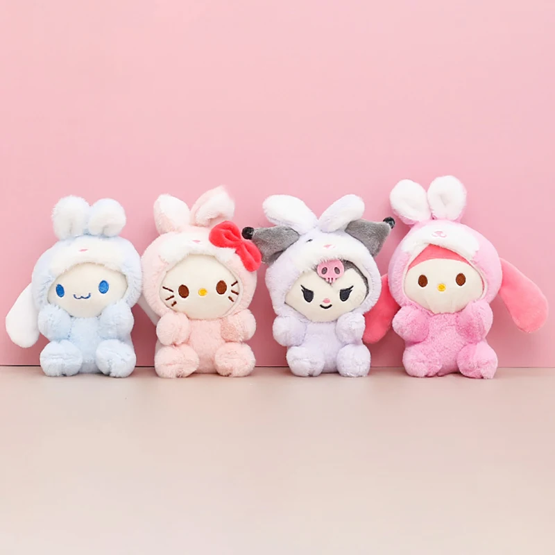 애니메이션 산리오 봉제 장난감 키체인, 헬로 키티 쿠로미 멜로디 펜던트, 부드러운 인형 키체인, 자동차 베낭가방 키링 선물, 1PC