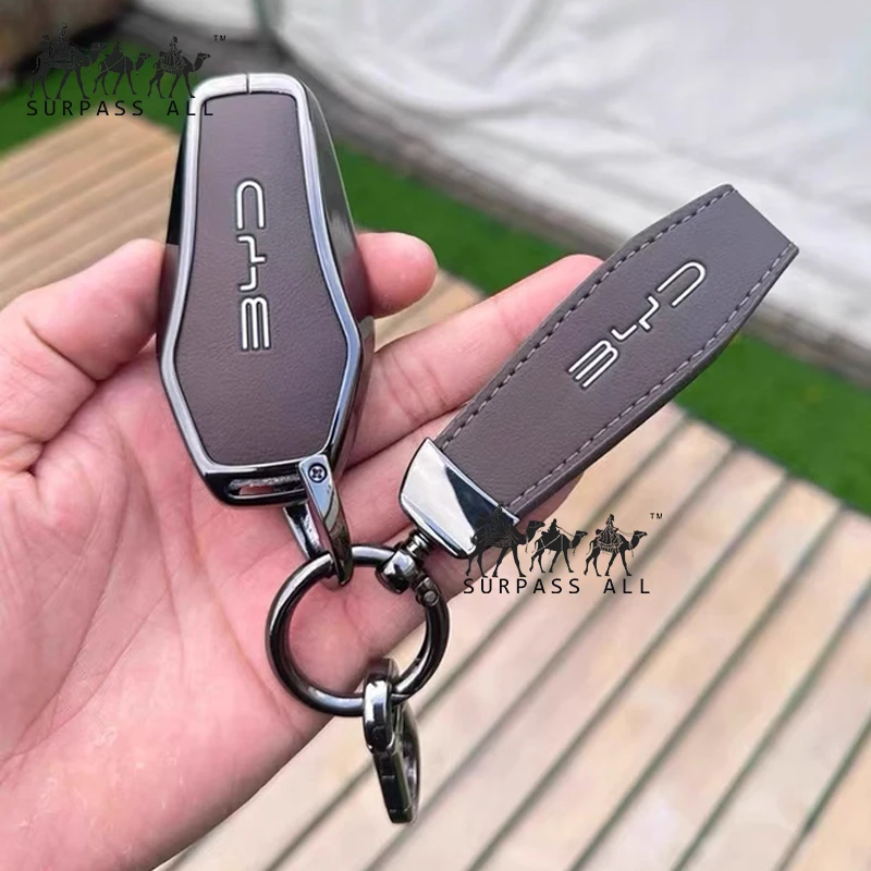 알로이 가죽 자동차 키 케이스 커버 BYD Sealion 7 Ev 리모컨 키홀더 액세서리