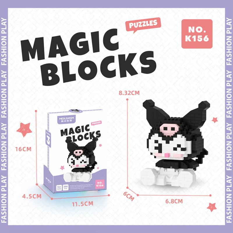 산리오 헬로 키티 마이크로 빌딩 블록, 포차코 시나모롤 쿠로미 조립 3D 모델, 마이 멜로디 미니 브릭, 피규어 장난감