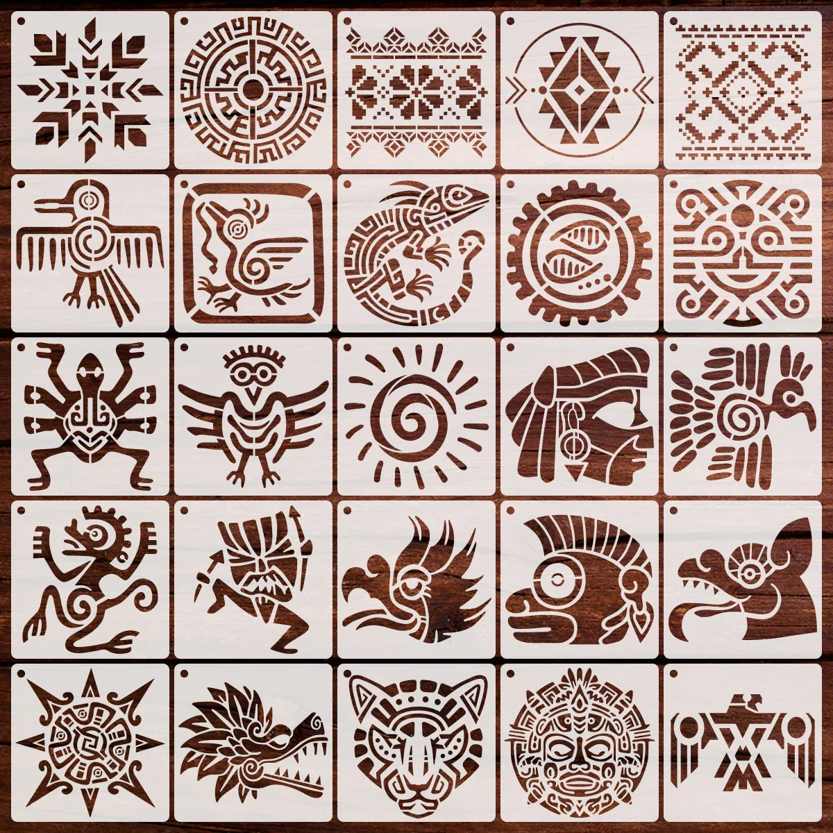 25Pcs Aztec Pattern Stencils 1